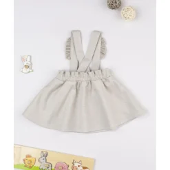 Prenatal Peto con falda niña beige con bordados