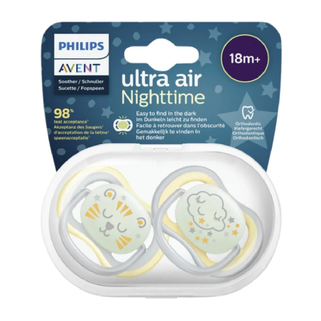 AVENT Philips - 2 chupetes Ultra Air Night - León y Nuves* Biberones Y Chupetes·Chupetes