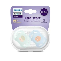 AVENT Philips - 2 chupetes Ultra Start niño verde y azul (0-2m)* Biberones Y Chupetes·Chupetes
