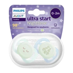 AVENT Philips - 2 chupetes nocturnos Ultra Start verde y azul (0-2m)* Biberones Y Chupetes·Chupetes