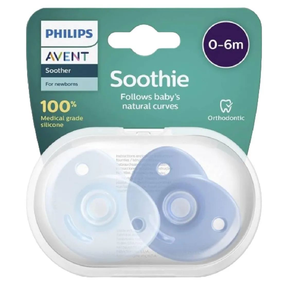 PHILIPS AVENT - Chupetes Soothie azules 0-6 meses
