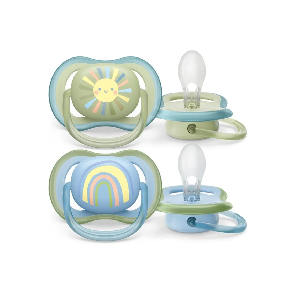 AVENT Philips - Chupetes ultra air 0-6 meses azul/verde (2 unidades)* Biberones Y Chupetes·Chupetes