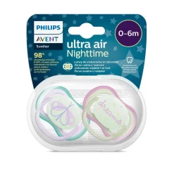 AVENT Philips - Chupetes ultra air night time 0-6 meses decoración mariposa/sueños* Biberones Y Chupetes·Chupetes