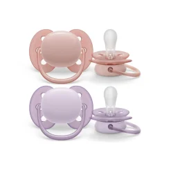 AVENT Philips - Chupetes ultra suaves 0-6 meses color morado/rosa (2 unidades)* Biberones Y Chupetes·Chupetes