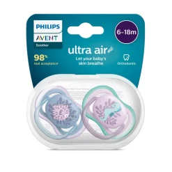 AVENT Philips - Chupetes ultra air 6-18 meses azul/rosa - 2 unidades* Biberones Y Chupetes·Chupetes