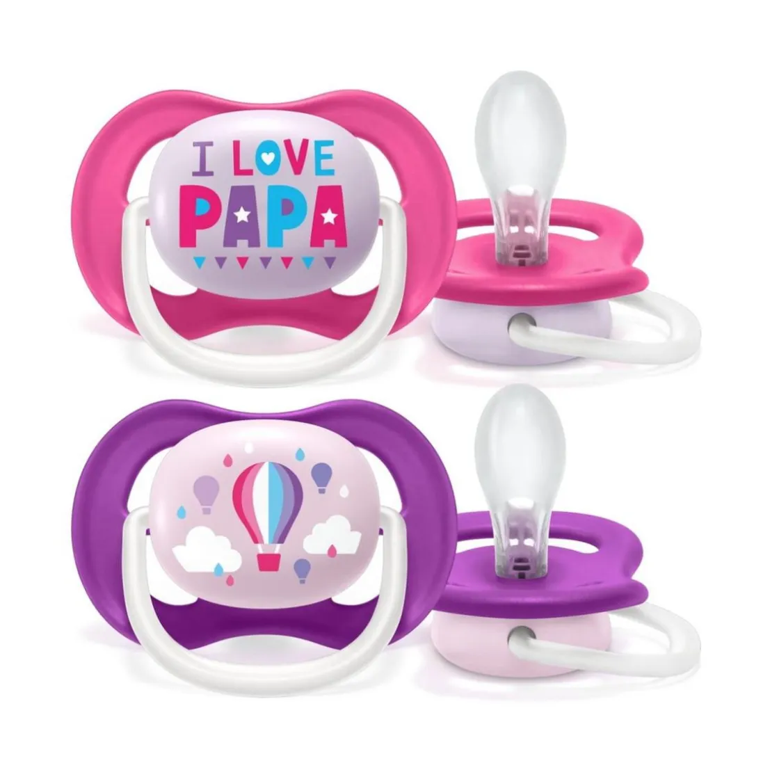 AVENT Philips - Pack 2 chupetes ultra air collection 6-18 rosa - Papá* Biberones Y Chupetes·Chupetes