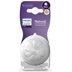 AVENT Philips - Pack de 2 tetinas Natural Response nivel 6 líquidos densos (+6m)