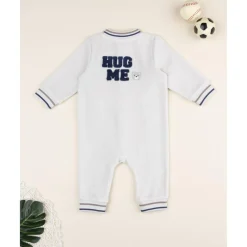 Prenatal Pijama beige de terciopelo con parche “Adorable”