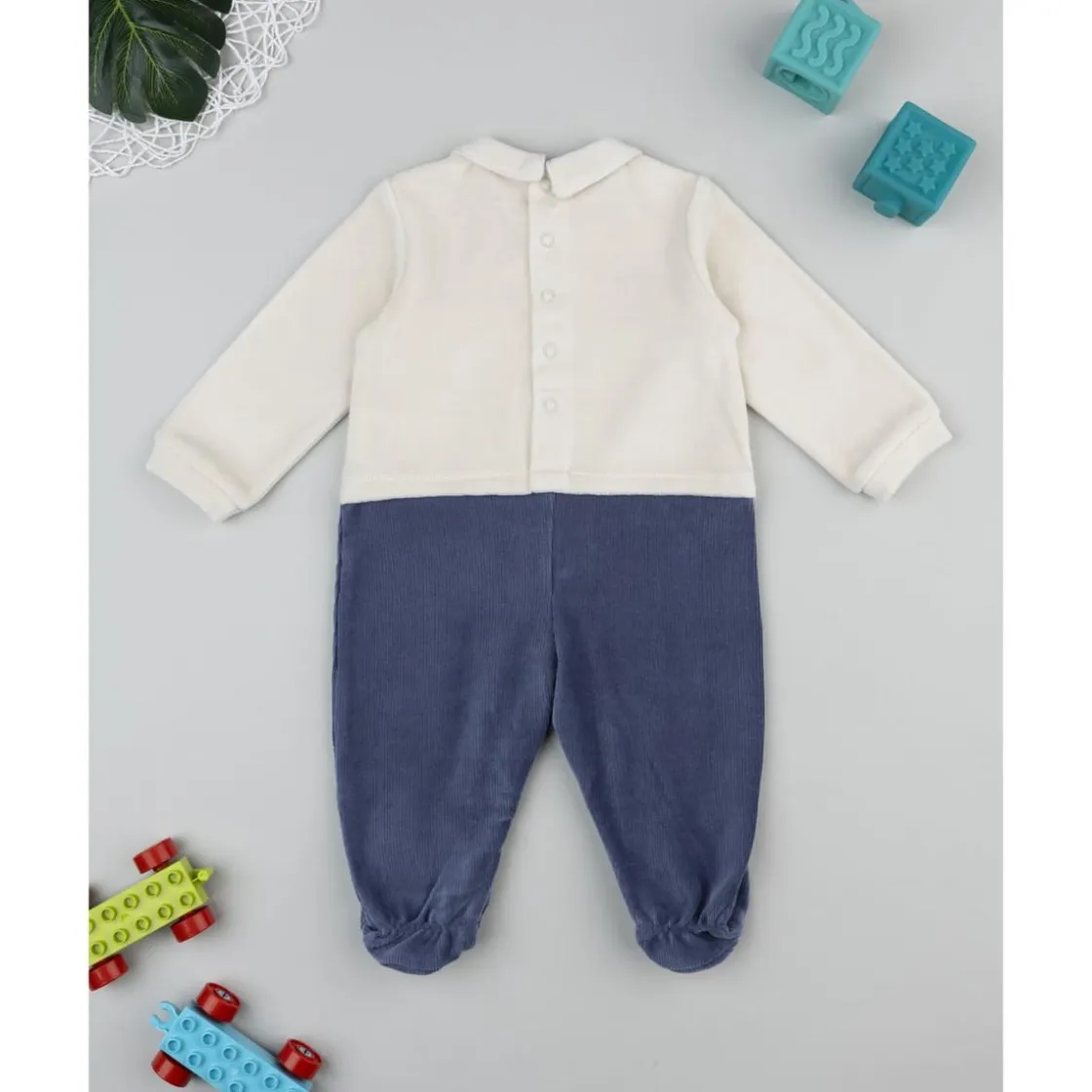 Prenatal Pijama bicolor de bebé en terciopelo con estampado "Mountain"* Ropa Y Accesorios·Peleles|Recién Nacido·Ropa Y Accesorios