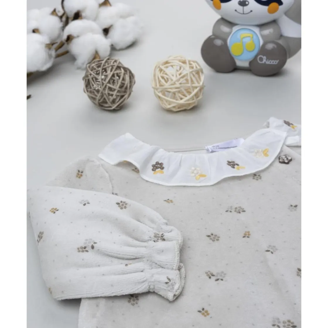 Prenatal Pijama de bebé en terciopelo marrón con bordados* Ropa Y Accesorios·Peleles|Recién Nacido·Ropa Y Accesorios