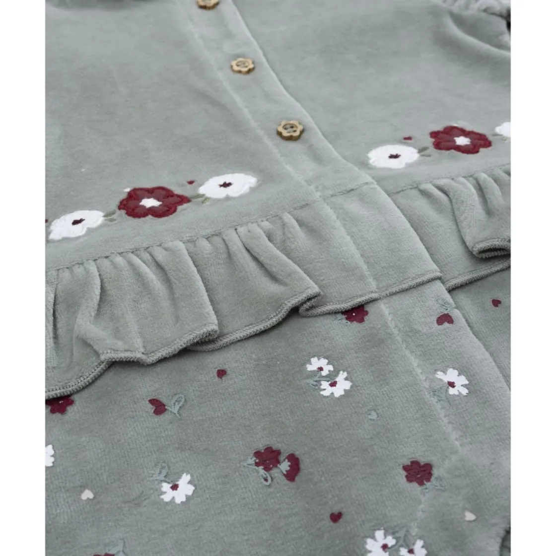 Prenatal Pijama de niña en terciopelo verde con flores* Ropa Y Accesorios·Peleles|Recién Nacido·Ropa Y Accesorios