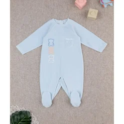 Prenatal Pijama de terciopelo niño azul claro osos
