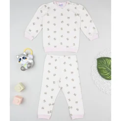 Prenatal Pijama dos piezas niña crema/rosa con osos