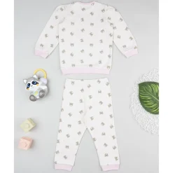 Prenatal Pijama dos piezas niña crema/rosa con osos
