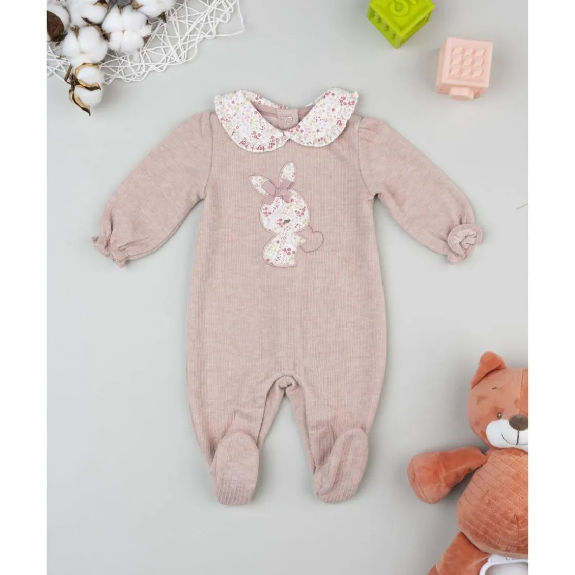 Prenatal Pijama en color rosa antiguo de bebé niña con patch de conejito* Ropa Y Accesorios·Peleles|Recién Nacido·Ropa Y Accesorios