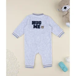 Prenatal Pijama entero de terciopelo gris con parche