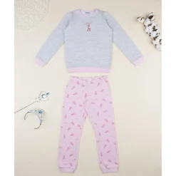 Prenatal Pijama gris y rosa con bailarina para niña