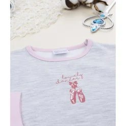Prenatal Pijama gris y rosa con bailarina para niña