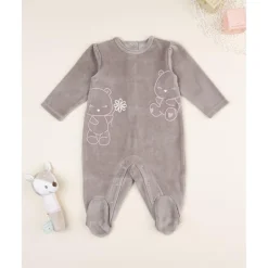 Prenatal Pijama niña marrón de terciopelo con ositos