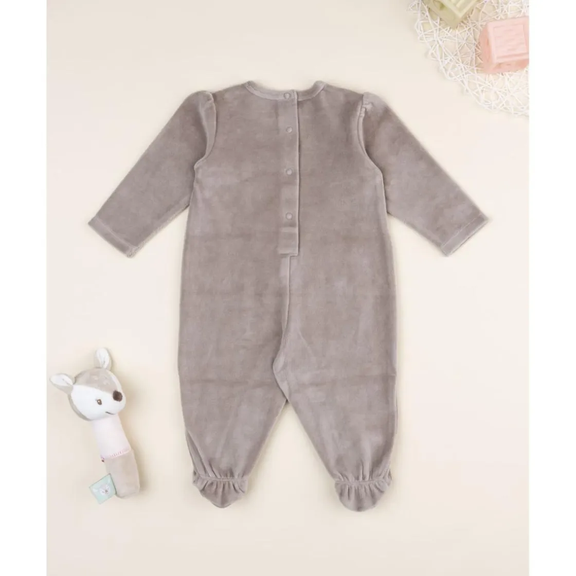 Prenatal Pijama niña marrón de terciopelo con ositos