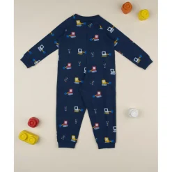 Prenatal Pijama niño azul con excavadoras
