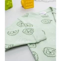 Prenatal Pijama niño verde con leones