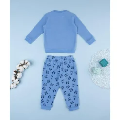 Prenatal Pijama polar azul de niño con panda