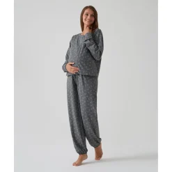 Prenatal Pijama premamá gris con estampado