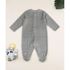 Prenatal Pijama verde oscuro de terciopelo con leoncitos