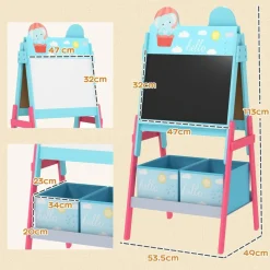 AIYAPLAY Pizarra 2 en 1 con cajas de tela Azul