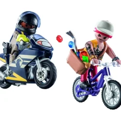 PLAYMOBIL - Starter Pack Fuerzas Especiales y Ladrón City Action ㅤ* Juguetes De Construcción