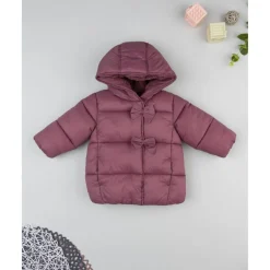 Prenatal Plumífero rosa con lazos para niña