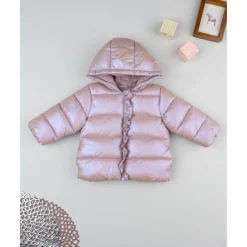 Prenatal Plumífero rosa laminado para niña