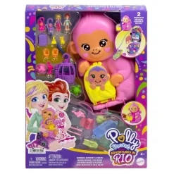 MATTEL Polly Pocket - Juego cofre muñeca mama mono