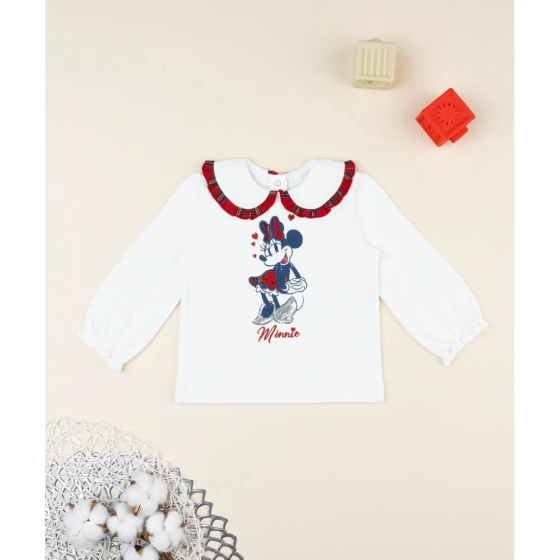 Prenatal Polo de niña blanco Minnie con cuello