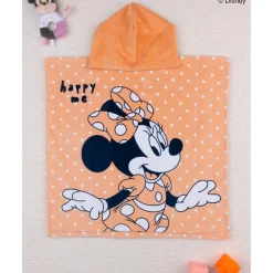 Prenatal Poncho de playa naranja con capucha y estampado de Minnie