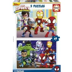 EDUCA BORRAS Puzzle 2x48 piezas: Spidey y sus increíbles amigos ㅤ