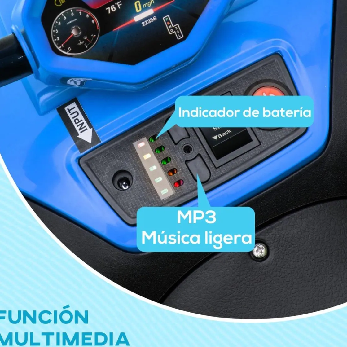 AIYAPLAY Quad eléctrico para niños Azul y Negro