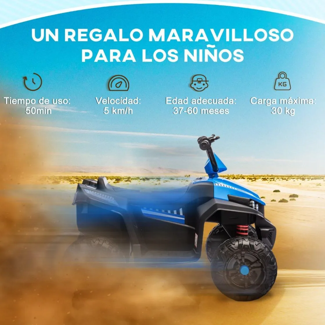 AIYAPLAY Quad eléctrico para niños Azul y Negro