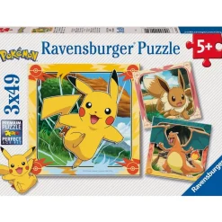 RAVENSBURGER IBÉRICA Ravensburger - 3 puzzles 49 piezas Pokémon* Juegos Y Puzzles
