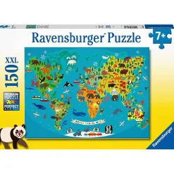 RAVENSBURGER IBÉRICA Ravensburger - Mapa de los animales - Puzzle 150 piezas XXL