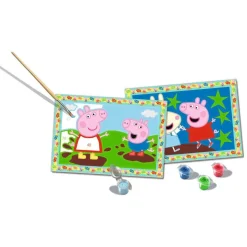 RAVENSBURGER IBÉRICA Ravensburger - Peppa Pig - Kit para pintar por números con dos tablas preimpresas y pincel ㅤ* Arte Y Manualidades