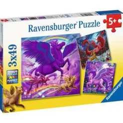 RAVENSBURGER IBÉRICA Ravensburger - Puzzle Criaturas mitológicas, colección 3x49 piezas, fantasía ㅤ