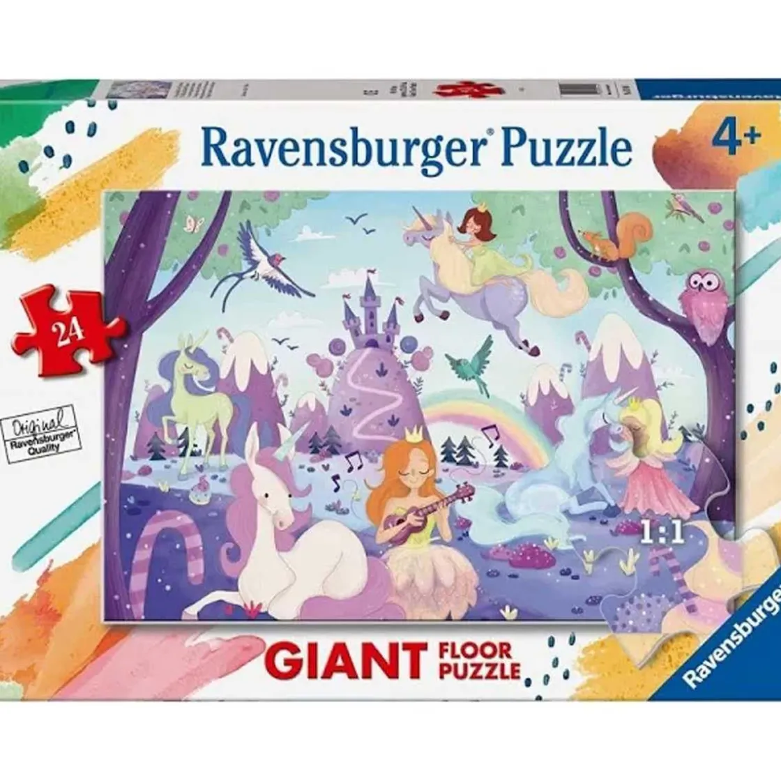 RAVENSBURGER IBÉRICA Ravensburger - Puzzle gigante de suelo con 24 piezas: unicornios y Spiderman ㅤ* Juegos Y Puzzles