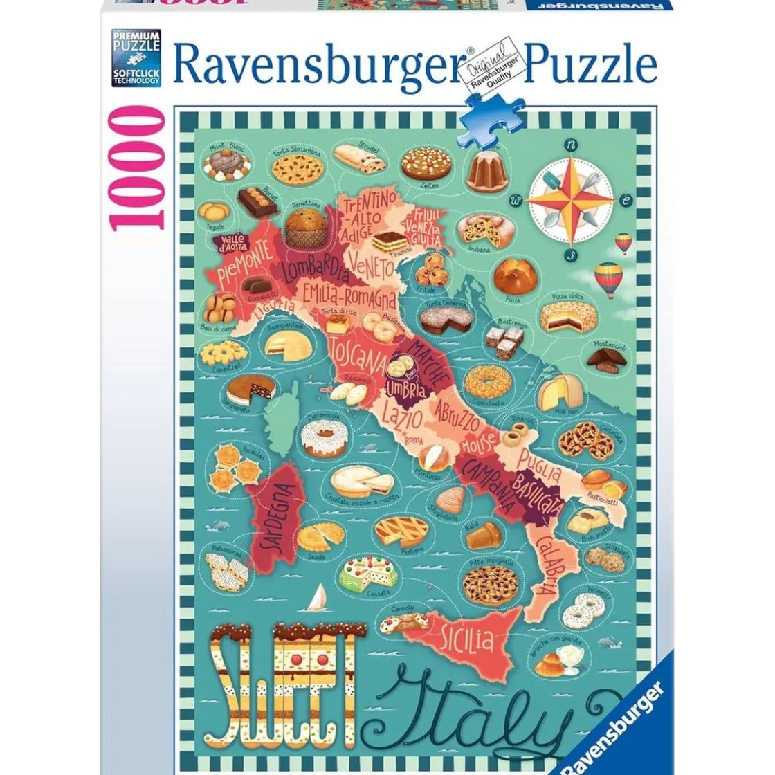 RAVENSBURGER IBÉRICA Ravensburger - Puzzle mapa de Italia dulce 1000 piezas ㅤ
