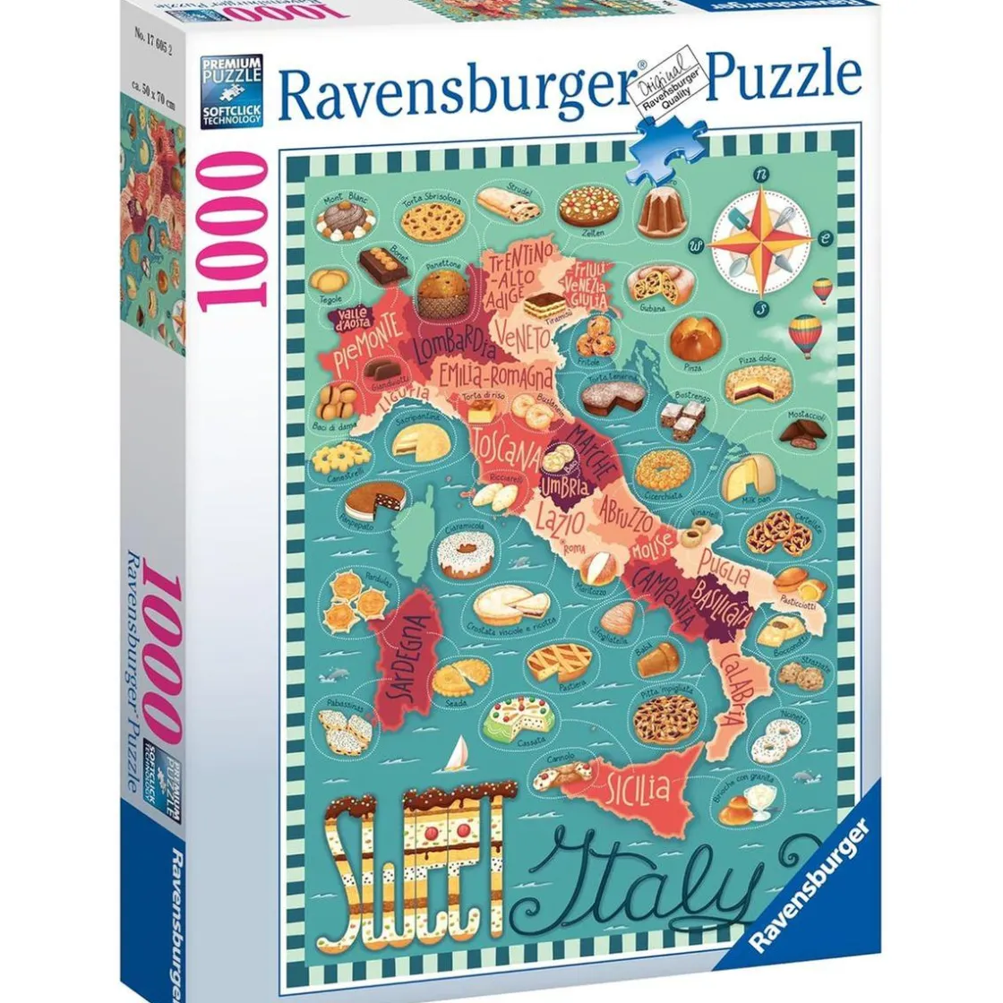 RAVENSBURGER IBÉRICA Ravensburger - Puzzle mapa de Italia dulce 1000 piezas ㅤ