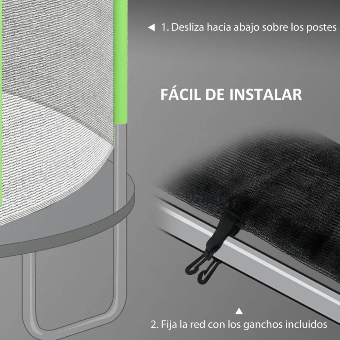 SPORTNOW Red de seguridad para trampolín Ø244 Verde