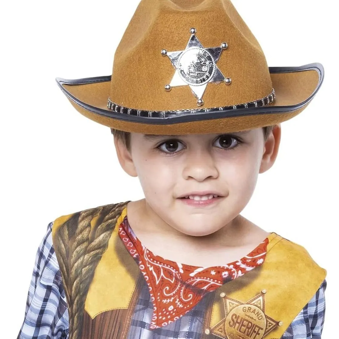 RUBIE'S - Sombrero de sheriff con placa frontal para disfraces XS ㅤ* Disfraces|Halloween