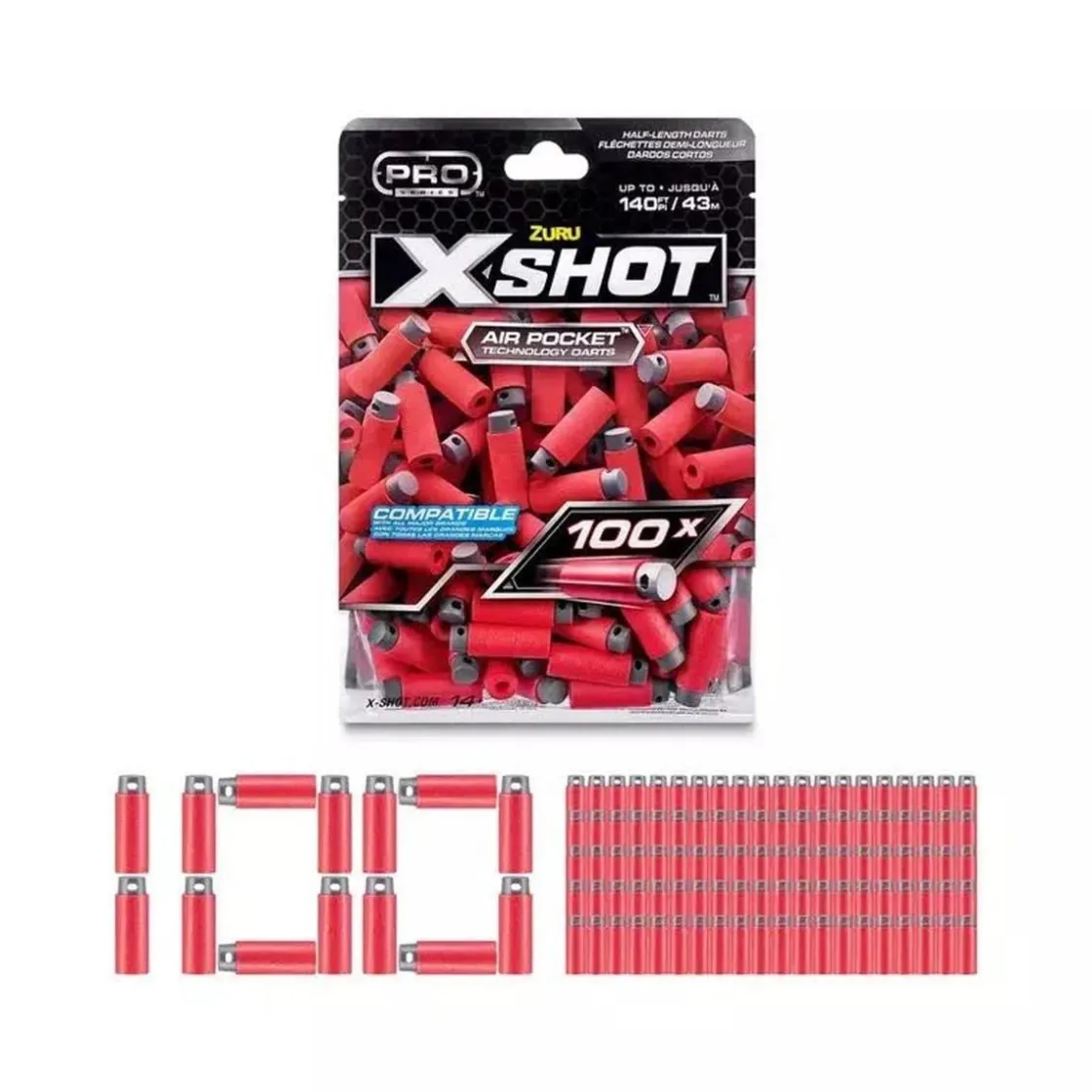 ZURU Serie Pro X-Shot - Paquete de recarga - 100 dardos cortos* Nerf Y Blasters