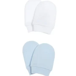 Prenatal Set de dos pares de manoplas blancas y azules